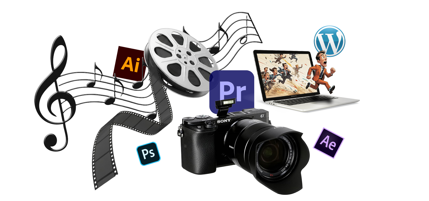 Video,music,premiere pro, wordpress, etc....